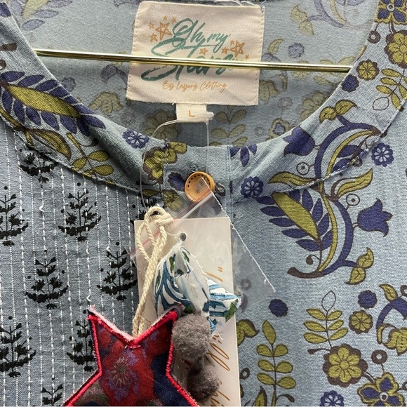 Oh My Stars by Layerz Cecily Patchwork Cottagecore Maxi Button Down Tiered Dress - Picture 6 of 9